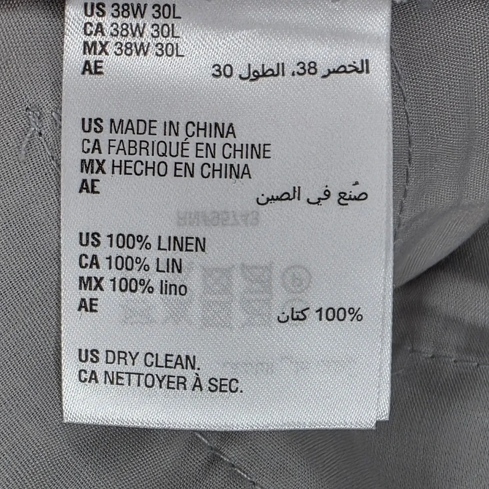 Club Room Men's Gray 100% Linen Pants 40W 30L Pleated Flat Front Dress Casual - Picture 10 of 11